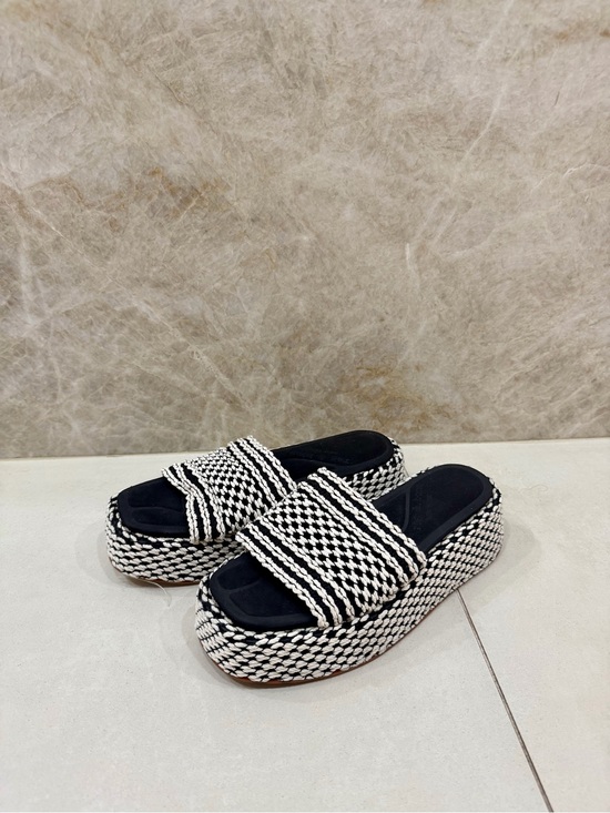 rag & bone Shoes - rag & bone Black and White Woven Platform Mules